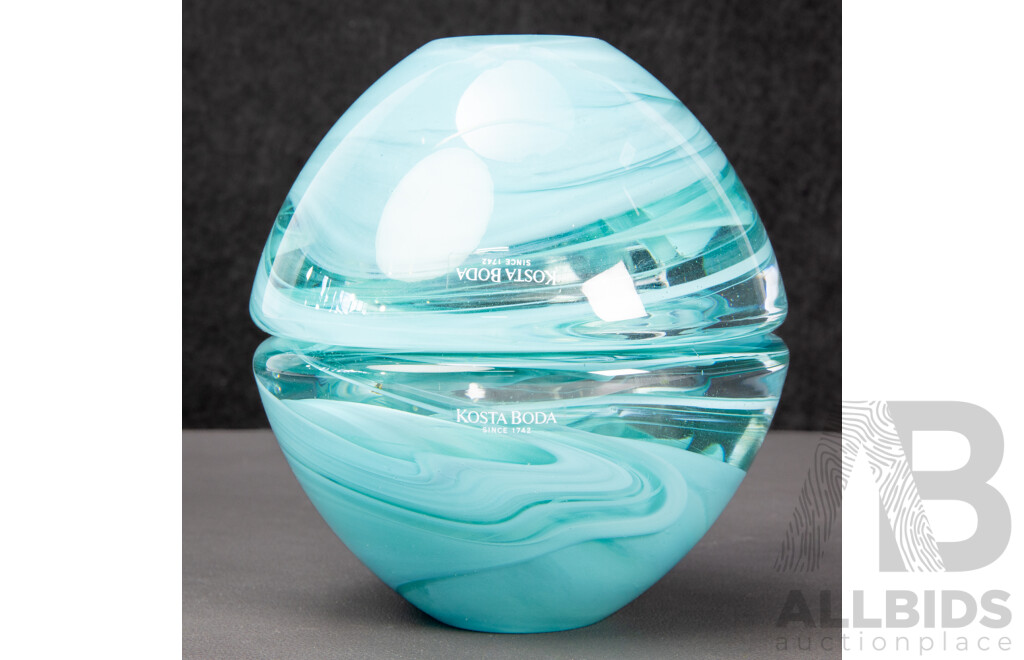 Pair of Boxed Atoll Art Glass Dishes by Anna Ehrner for Kosta Boda