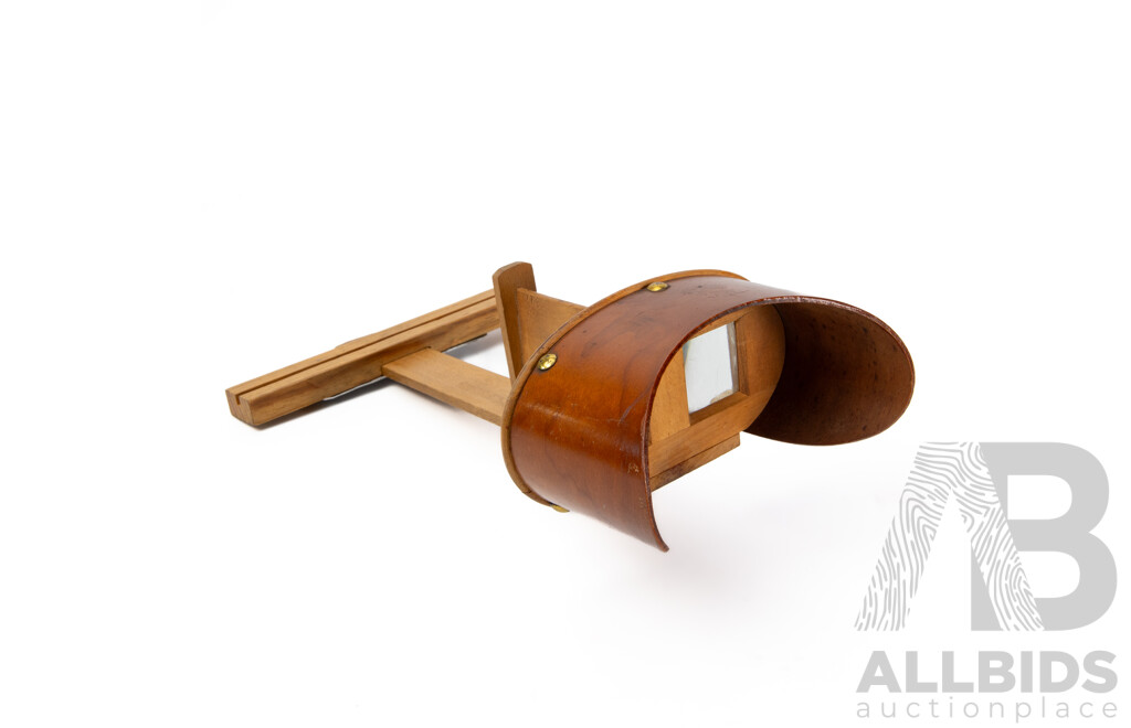 Early Timber Stereoscopic Viewer with Architectural and Landscape Scene Cards