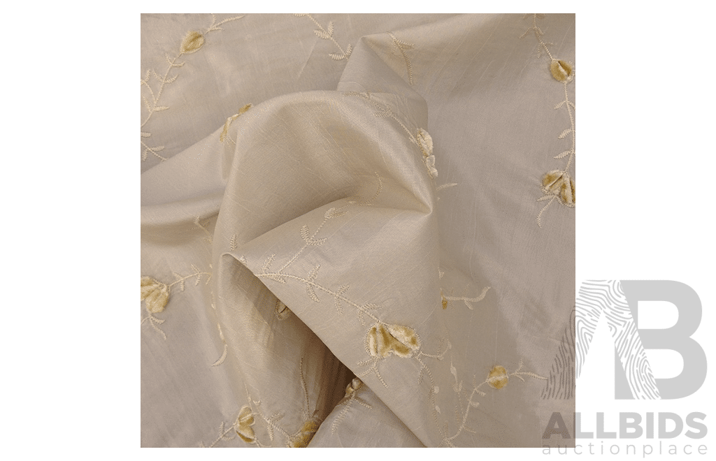 Cream Embroidery - Taffeta - Cotton Polyester - Width: 150cm - 43 Metres - RRP$45.00 per METRE - Total RRP $1935