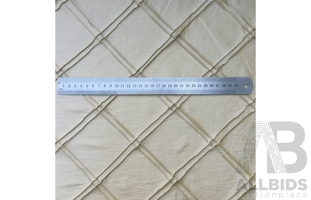 Diamond Pin-Tuck Beige - Taffeta - Width: 140cm - 16 Metres - RRP$45.00 per Metre - Total RRP $720