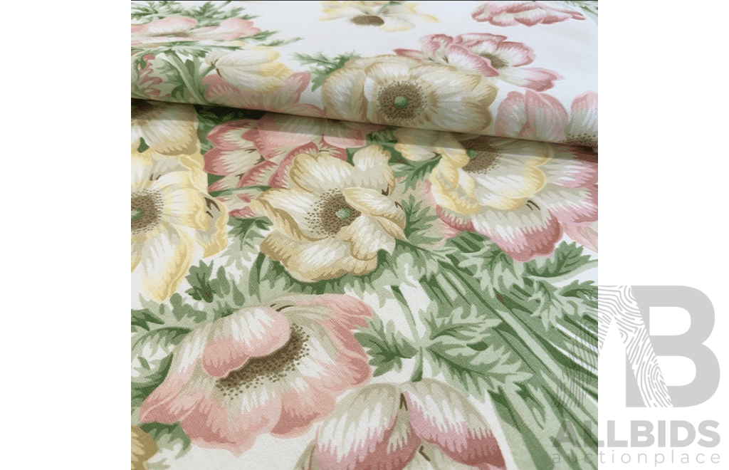 Sweet Bouquet - Cotton - Colour: Green, Pink, Yellow, Ivory, Beige - Width: 140cm - 47 Metres - RRP$38.40 per METRE - Total RRP $1,804.80