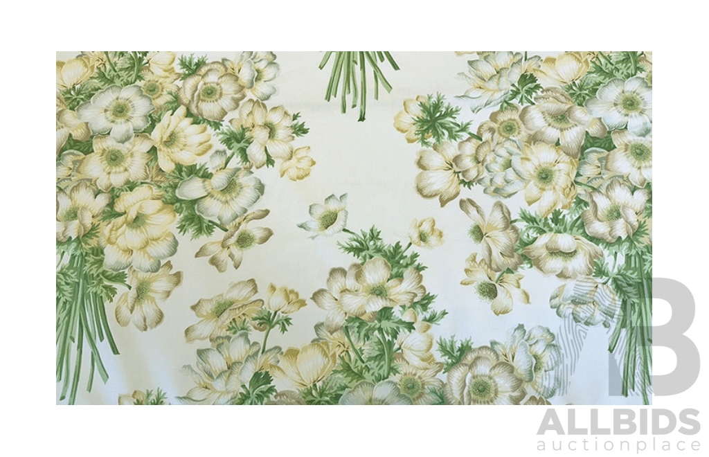 Neutral Bouquet - Cotton - Colour: Green, Yellow, Beige, Ivory - Width: 140cm - 45 Metres - RRP$38.40 per METRE - Total RRP $1728