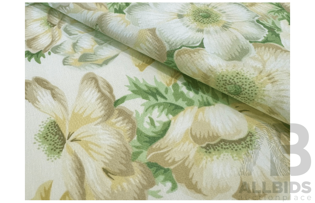 Neutral Bouquet - Cotton - Colour: Green, Yellow, Beige, Ivory - Width: 140cm - 45 Metres - RRP$38.40 per METRE - Total RRP $1728