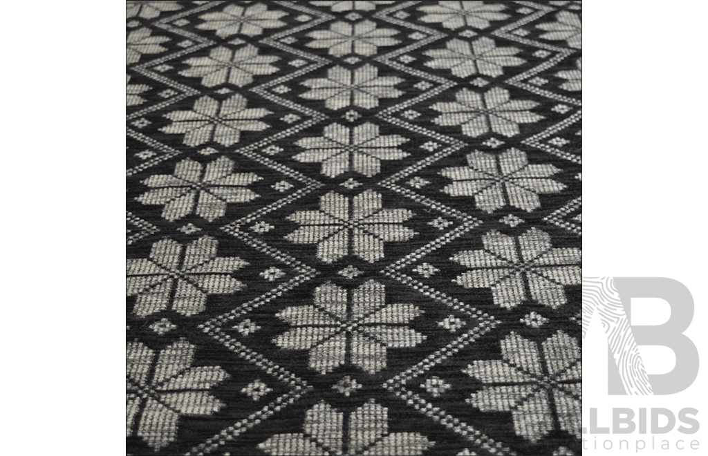 Black Snow Flakes - Chenille - Cotton/Polyester - Width: 145cm - 40 Metres - RRP$38.40 per Metre - Total RRP $1,536