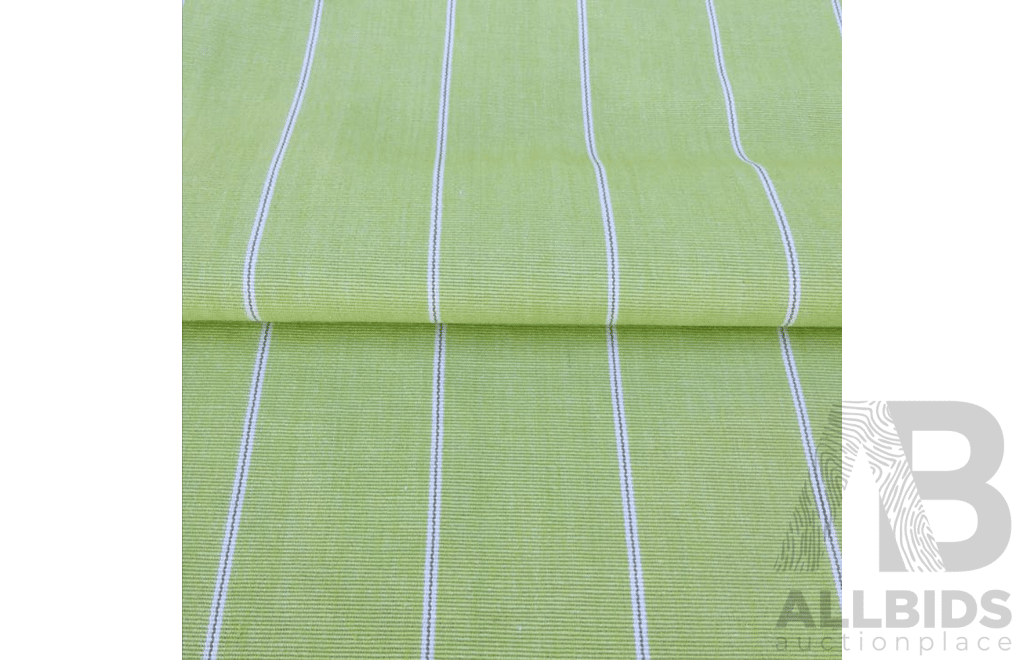 Apple Green Pinstripe - Cotton - Width: 140 - 37 Metres - RRP$42.00 per Metre - Total RRP $1,554