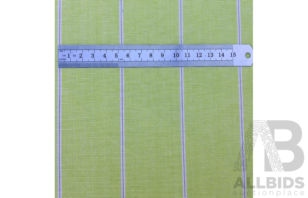 Apple Green Pinstripe - Cotton - Width: 140 - 37 Metres - RRP$42.00 per Metre - Total RRP $1,554