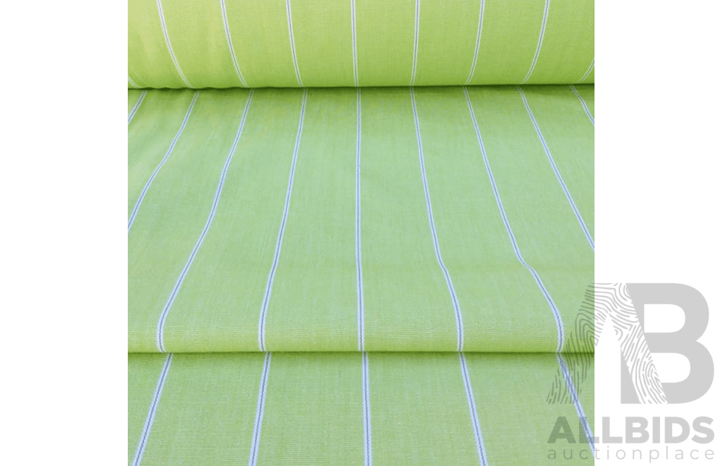 Apple Green Pinstripe - Cotton - Width: 140 - 37 Metres - RRP$42.00 per Metre - Total RRP $1,554