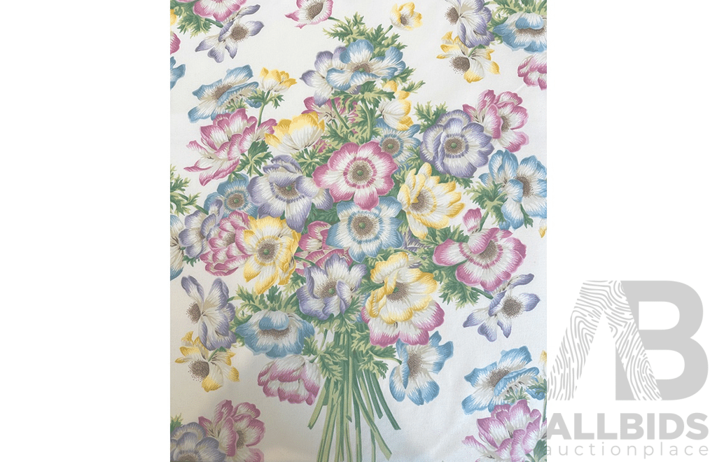 Summer Bouquet - Cotton - Colour: Pink, Green, Blue, Mauve, Yellow, Beige, Ivory - Width: 140cm - 66 Metres - RRP$38.40 per METRE - Total RRP $2534.4