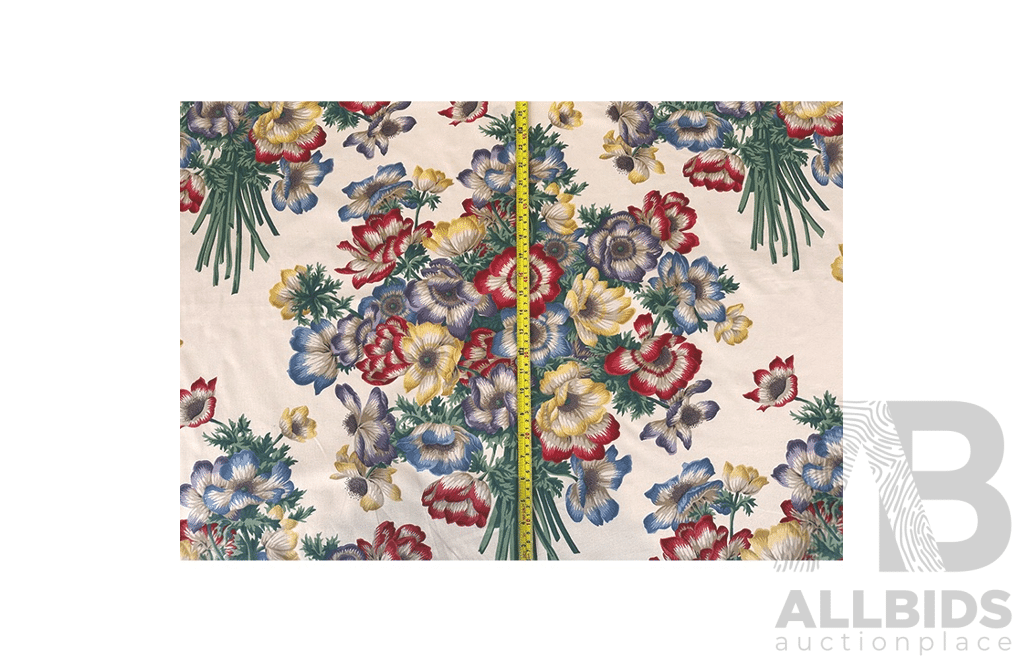 English Bouquet - Cotton - Colour: Green, Red, Purple, Blue, Yellow, Ivory - Width: 140cm - 58 Metres - RRP$38.40 per METRE - Total RRP $2227.2
