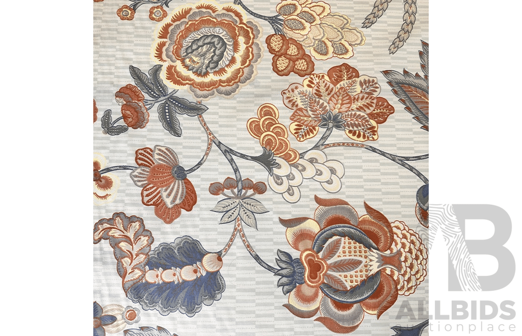 Coral Floral - Polished Cotton - Colour: Blue, Grey, Dusty Pink, Yellow, Light Orange, Light Green, White - Width: 140cm - 39 Metres - RRP$65.00 per METRE - Total RRP $2535