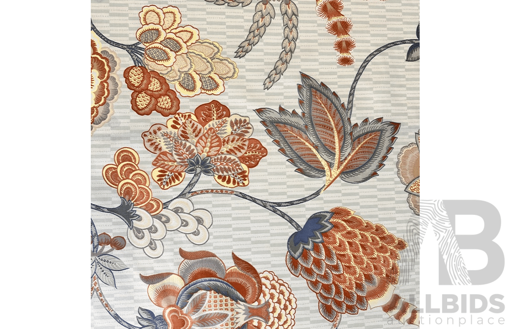 Coral Floral - Polished Cotton - Colour: Blue, Grey, Dusty Pink, Yellow, Light Orange, Light Green, White - Width: 140cm - 39 Metres - RRP$65.00 per METRE - Total RRP $2535