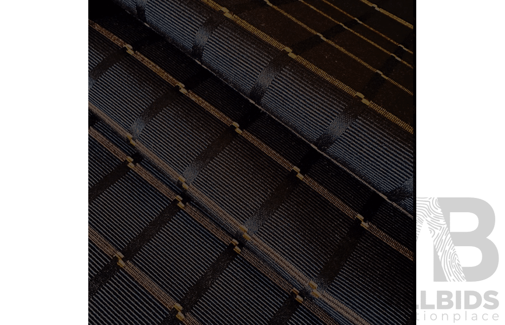 Black Jet - Polyester - Colour: Black and Rose Gold - Width: 140cm - 41 Metres - RRP$45.00 per METRE - Total RRP $1845