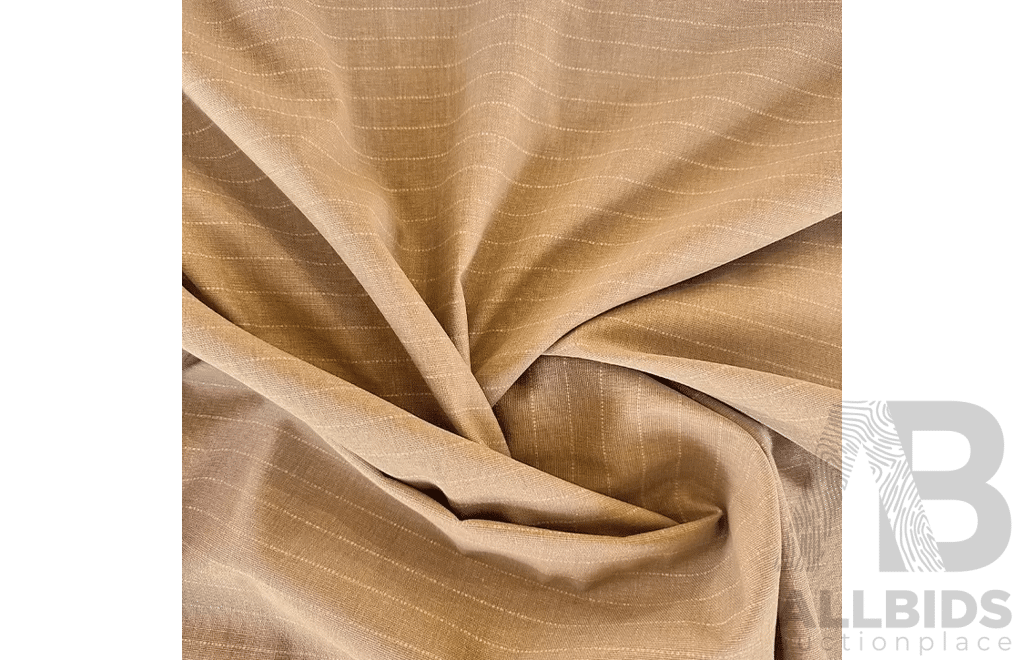 Camel Pinstripe - Cotton - Colour: Camel, Beige - Width: 140cm - 46 Metres - RRP$77.00 per METRE - Total RRP $3542