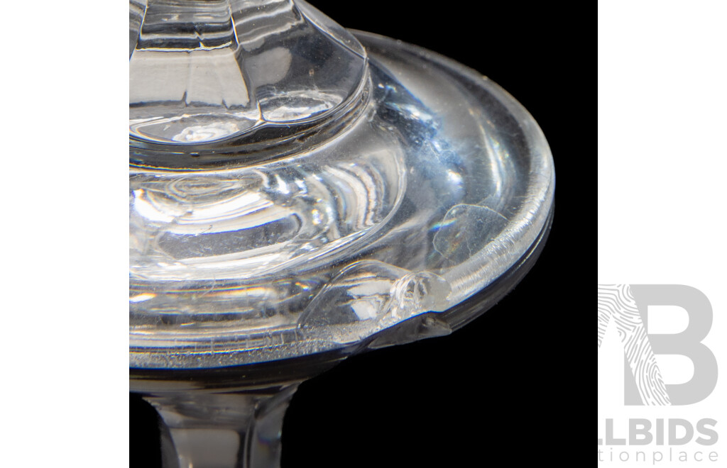 Set of Eight Single Stemmed Crystal Brandy Glasses with Four Cut Crystal Bohemian Shot Glasses