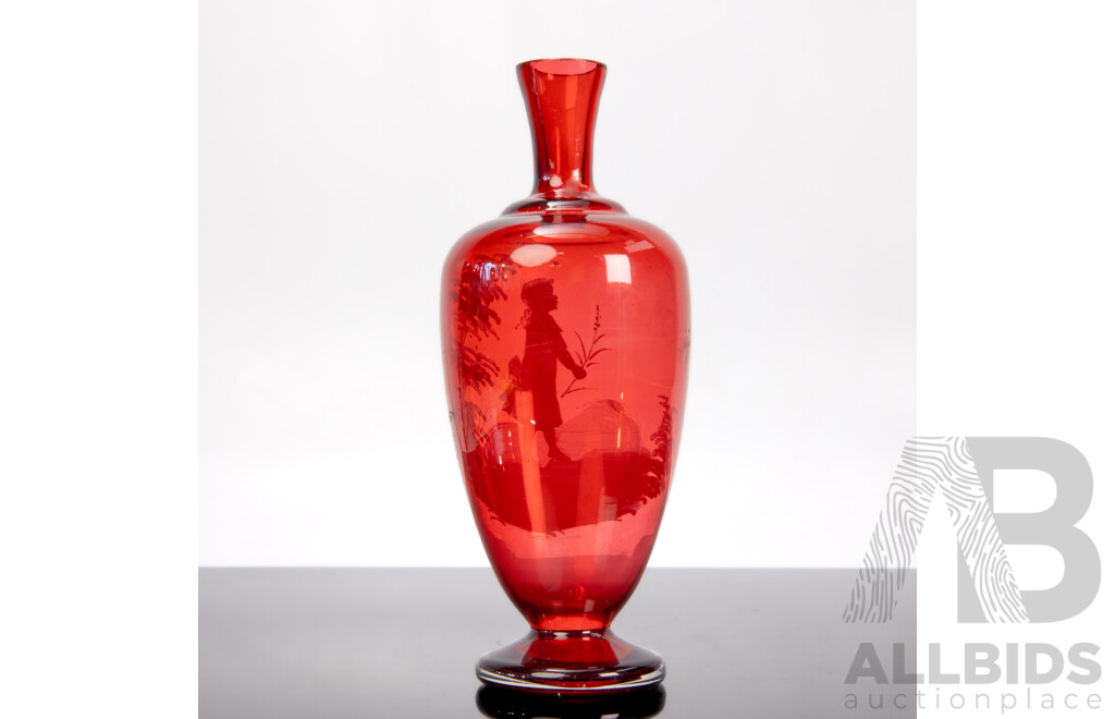Victorian Ruby Mary Gregory Glass Vase