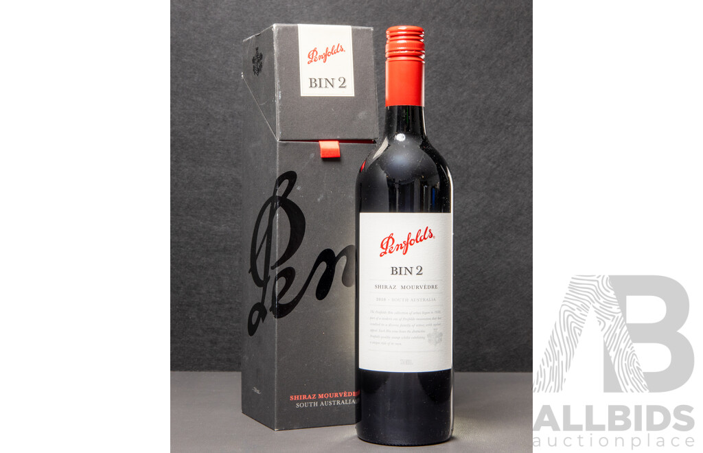 Boxed Penfolds Bin 2 Shiraz Mourvedre Vintage 2010