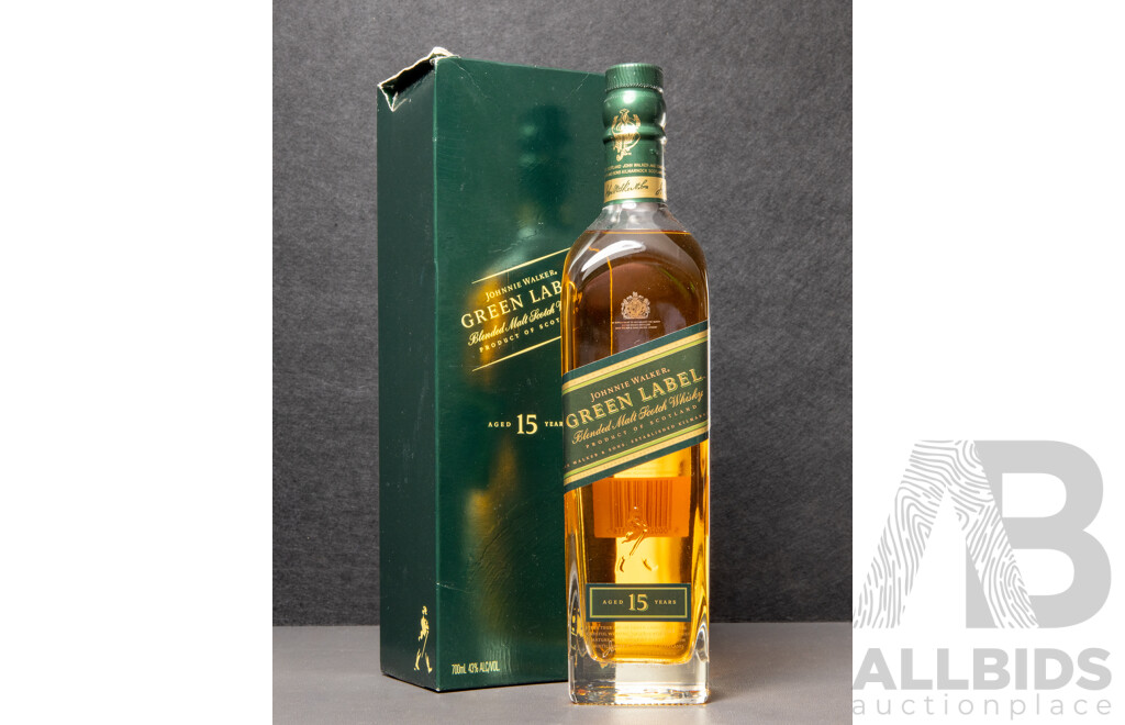 Boxed Johnnie Walker Green Label Blended Malt Scotch Whisky