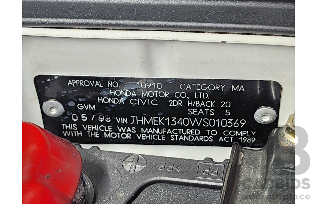 5/1998 Honda Civic CXi  3d Hatchback White 1.6L