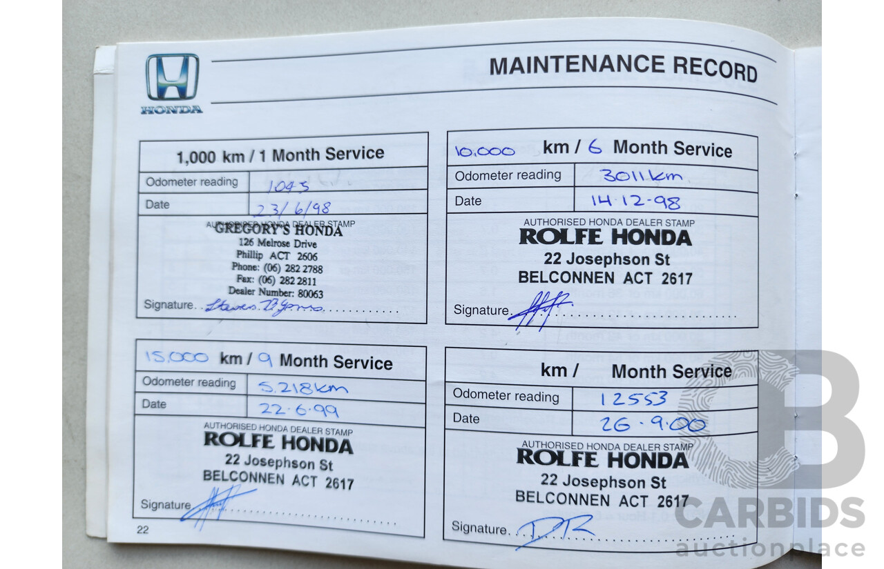 5/1998 Honda Civic CXi  3d Hatchback White 1.6L