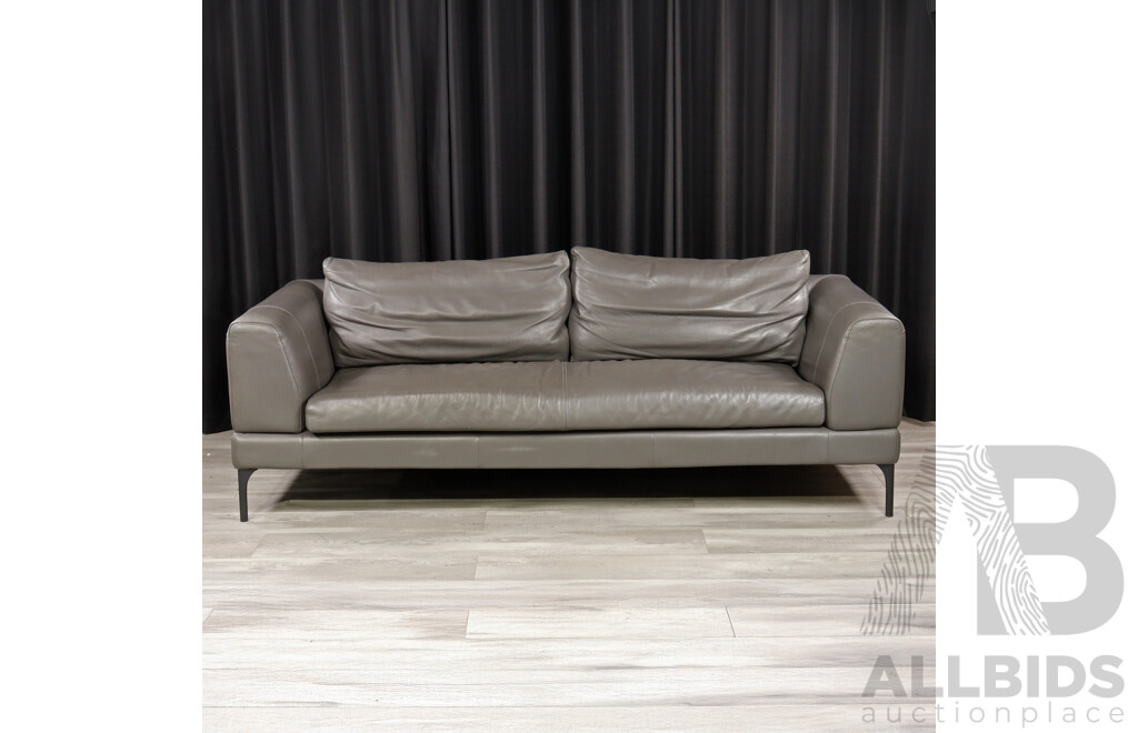 King Furniture Elephant Grey Leather Upholstered Two Piece Lounge Suite