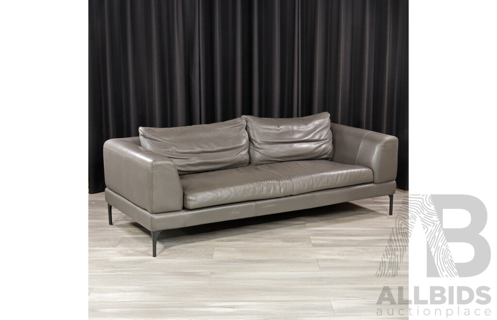 King Furniture Elephant Grey Leather Upholstered Two Piece Lounge Suite