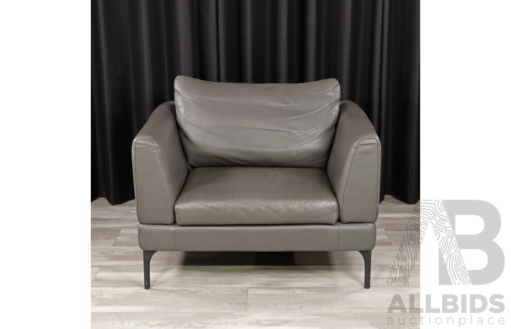 King Furniture Elephant Grey Leather Upholstered Two Piece Lounge Suite