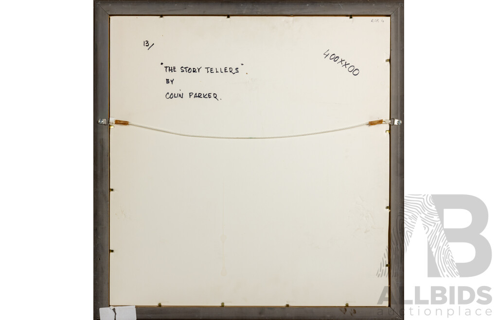 Colin Parker, The Story Tellers, 30cm X 29.5cm Oil on Board