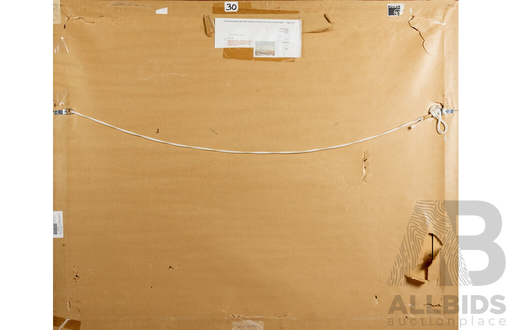 Clifton Pugh, Landscape with Birds, 1979, 55.5cm X 74cm Acrylic on Board