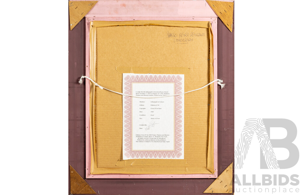 Pablo Picasso, Man in the Golden Helmet, After Rembrandt Lithograph, Limited Edition of 250