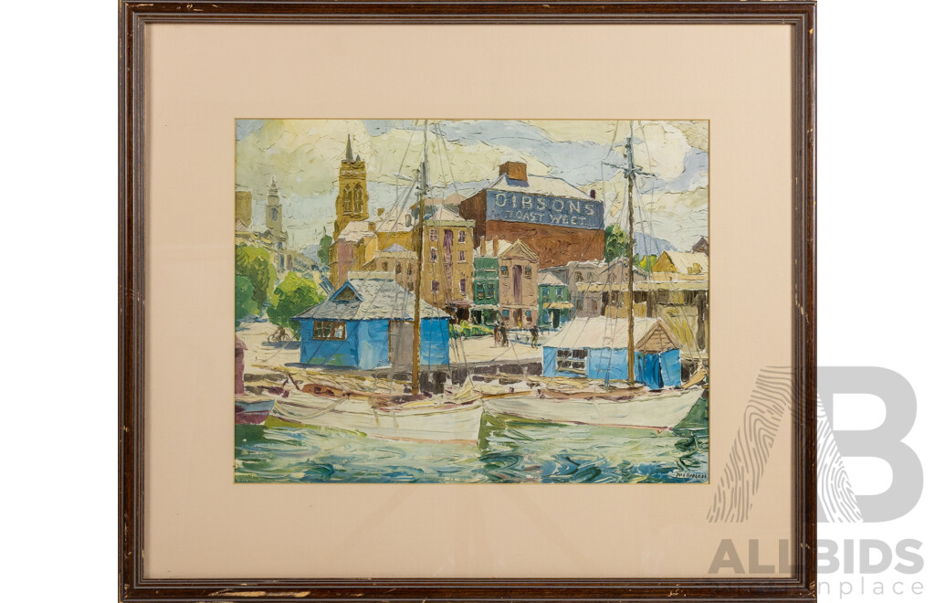 Maxwell Christopher Richard Ragless, (20th Century, Australian, 1901-1981) Untitled Port Scene, 43cm X 33cm Print After Original Watercolour, 63.5cm x 55cm (frame)