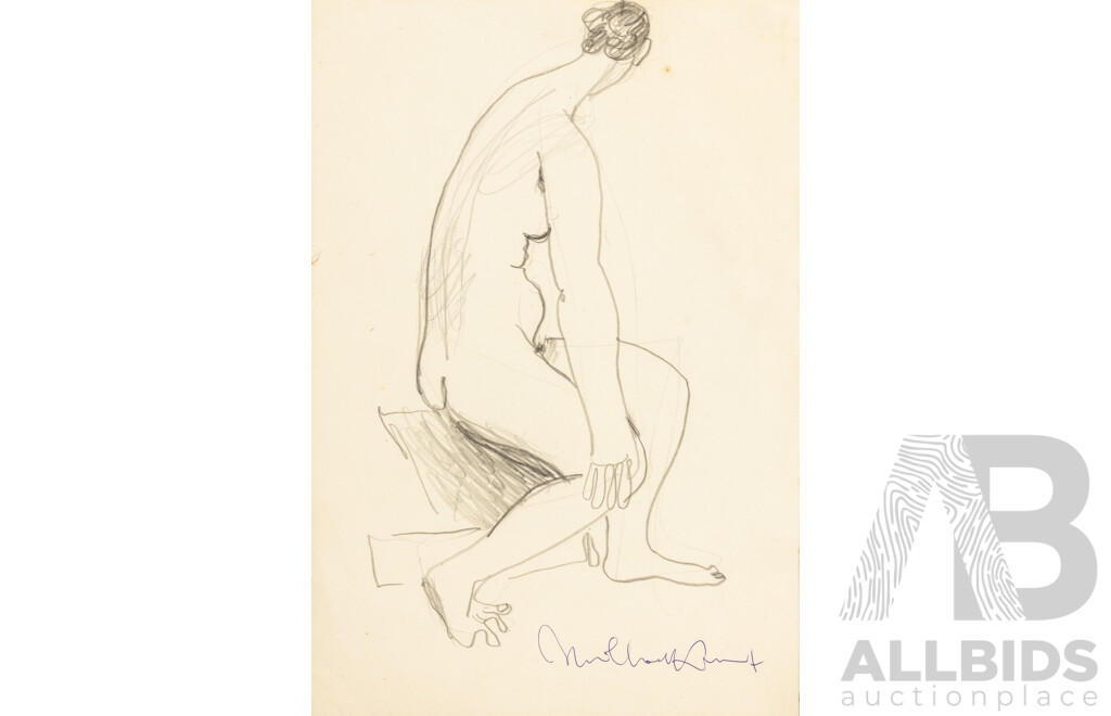 Michael Kmit, Three Seated Female Nudes, Each 30cm X 21cm, Pencil on Paper