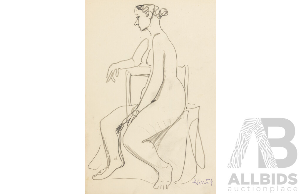 Michael Kmit, Three Seated Female Nudes, Each 30cm X 21cm, Pencil on Paper