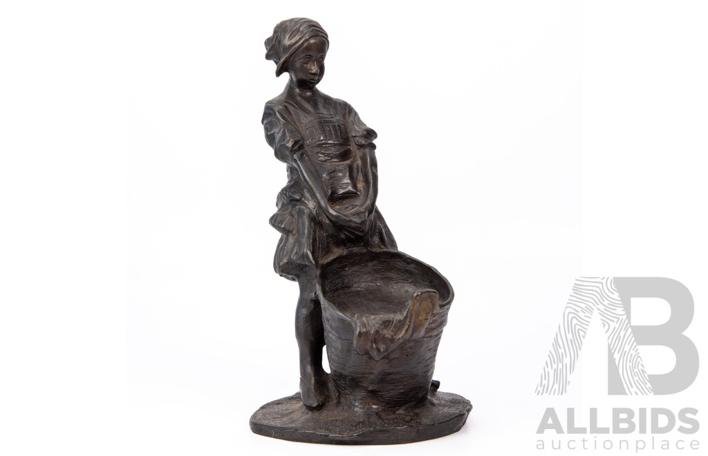 Emilio Elia Sala, the Washerwoman (Lavandaia), 31cm X 17cm X 17cm, Bronze Sculpture