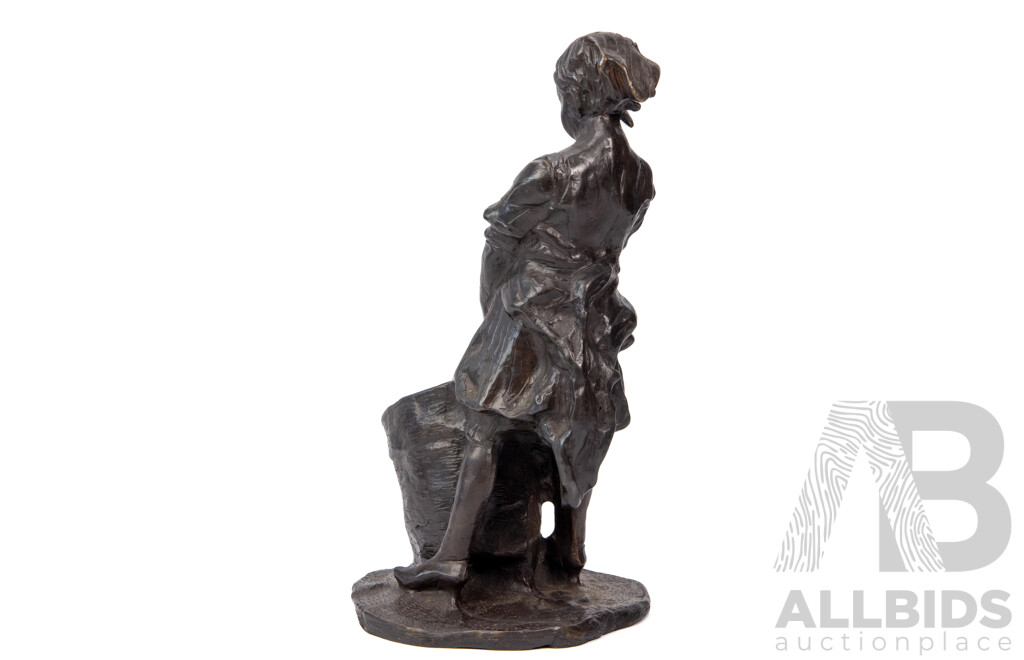 Emilio Elia Sala, the Washerwoman (Lavandaia), 31cm X 17cm X 17cm, Bronze Sculpture