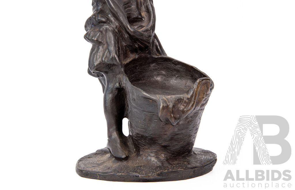 Emilio Elia Sala, the Washerwoman (Lavandaia), 31cm X 17cm X 17cm, Bronze Sculpture