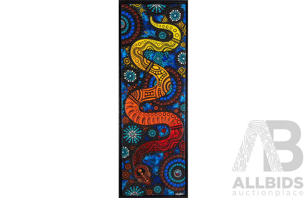 Chern'ee Sutton, (20th Century, Indigenous-Australian, 1996-), Yaruwala Kuntarra, (2017), Original Acrylic on Canvas with COA, 40cm X 121cm