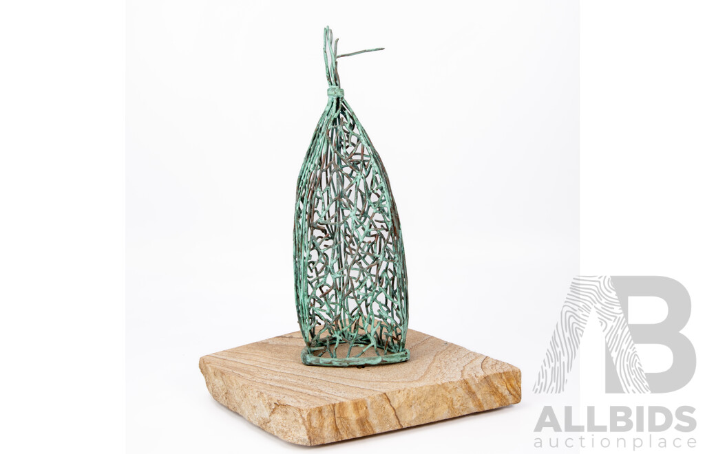 Denese Oates, Vascular Bundle I, 2006, Patinated Copper on Sandstone Base