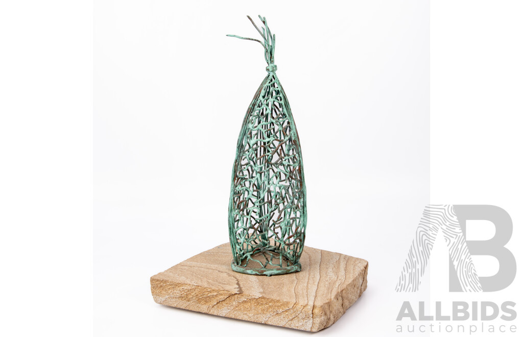 Denese Oates, Vascular Bundle I, 2006, Patinated Copper on Sandstone Base