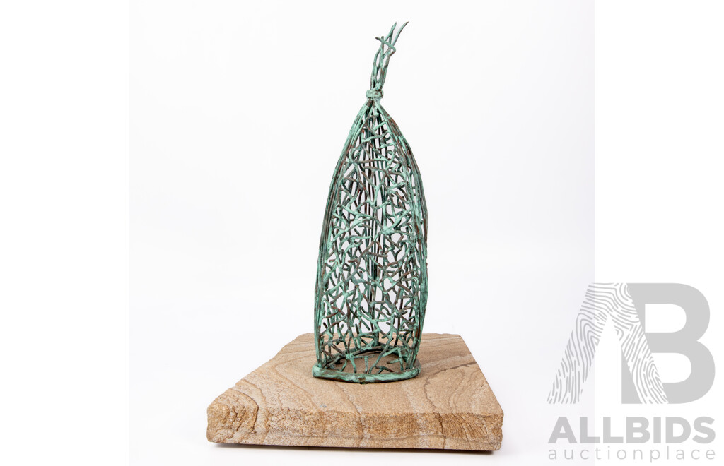 Denese Oates, Vascular Bundle I, 2006, Patinated Copper on Sandstone Base