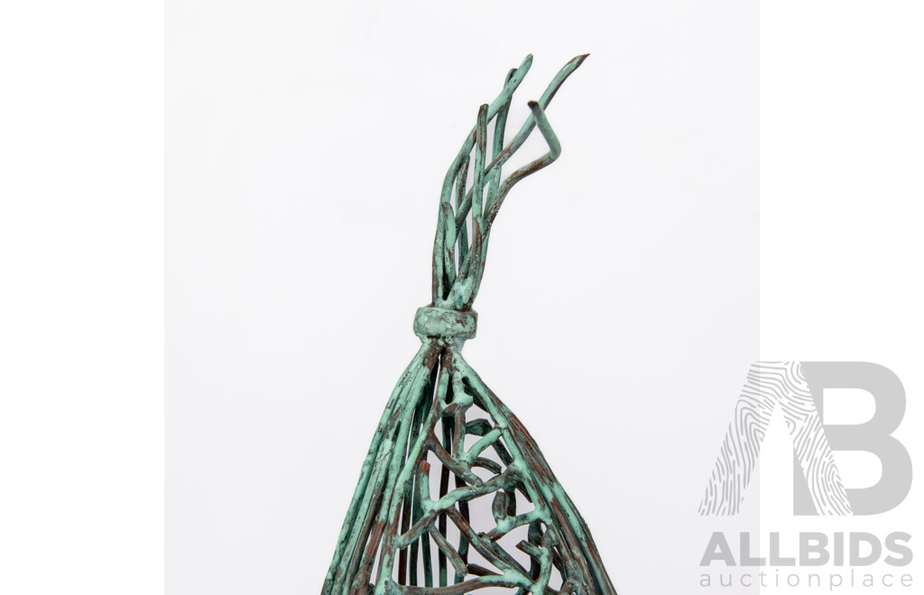 Denese Oates, Vascular Bundle I, 2006, Patinated Copper on Sandstone Base