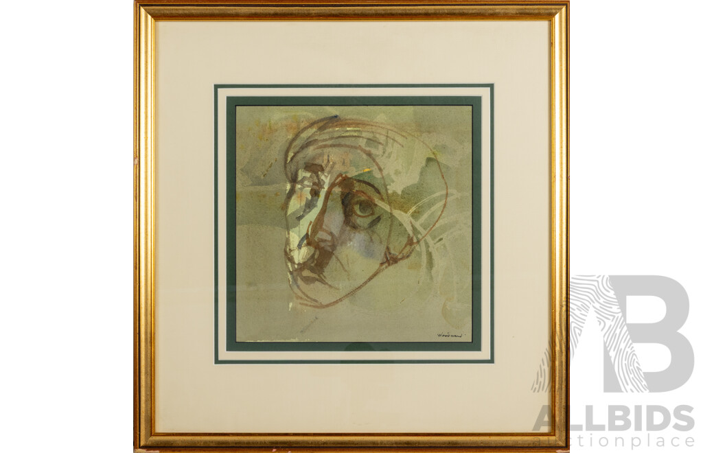 Margaret Moir Southwell Woodward, Portrait of a Middle Eastern Man, Ink Wash on Paper, Framed 57cm X 55cm