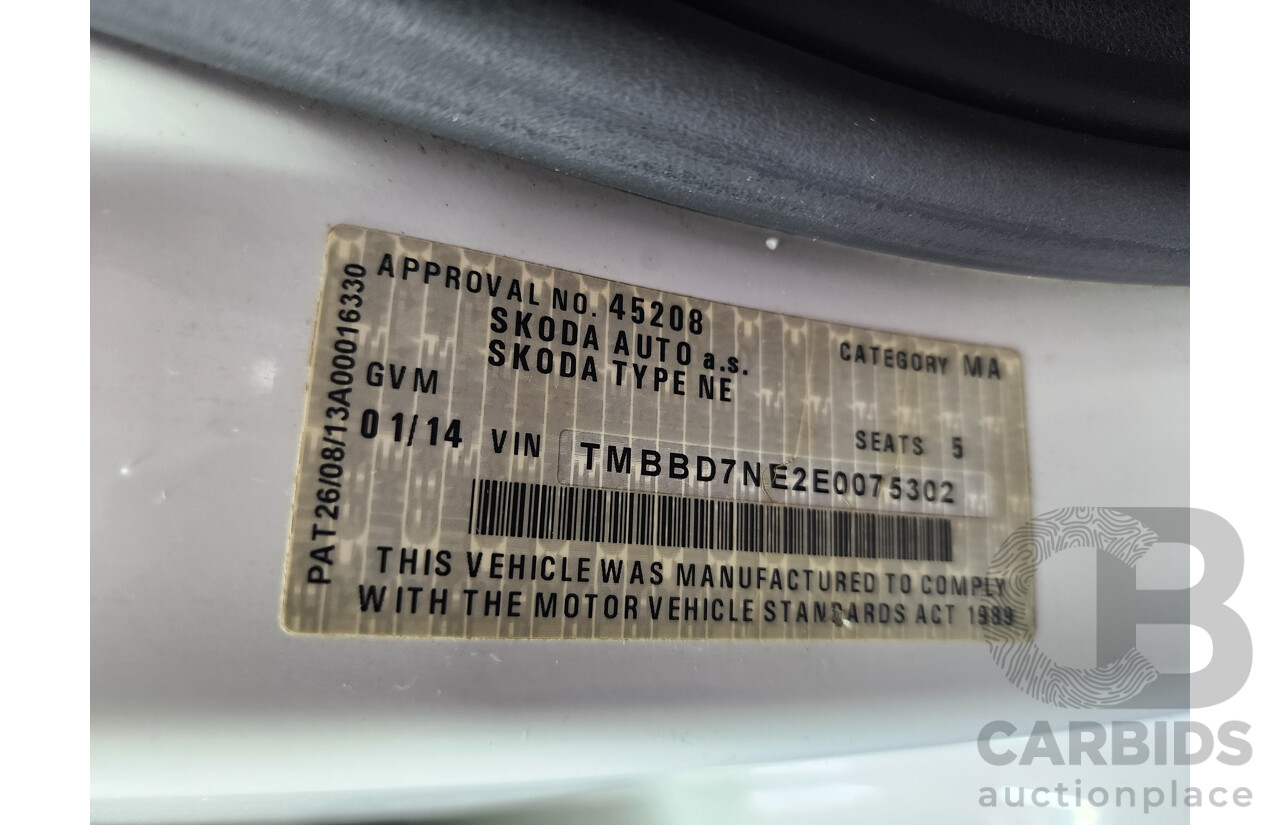 1/2014 Skoda Octavia 132 TSI Elegance NE 5d Hatchback White 1.8L