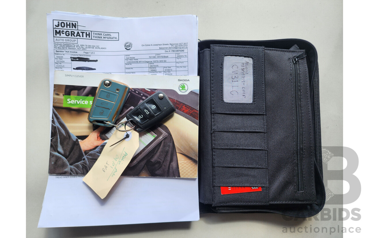 1/2014 Skoda Octavia 132 TSI Elegance NE 5d Hatchback White 1.8L