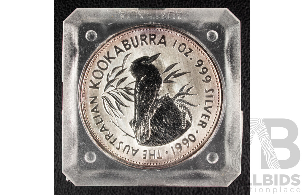 Australian Perth Mint 1990 Silver Five Dollar Coin, The Australian Kookaburra .999