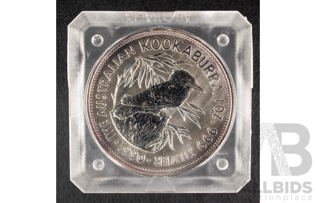 Australian Perth Mint 1990 Silver Five Dollar Coin, The Australian Kookaburra .999