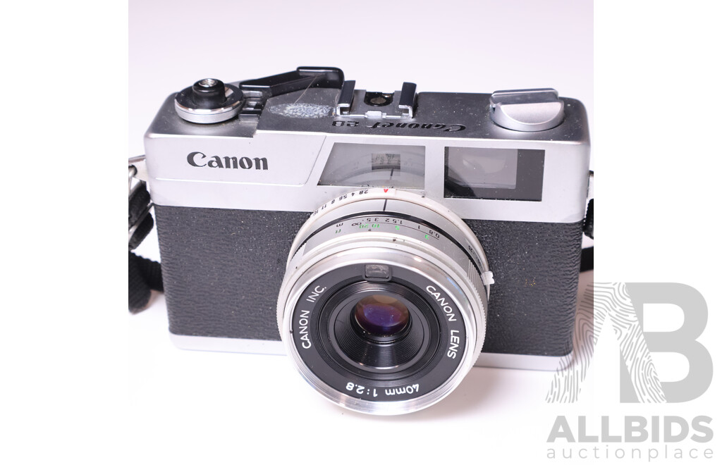Canon Canonet 28 Rangefinder Camera with Canon Canolite D Flash