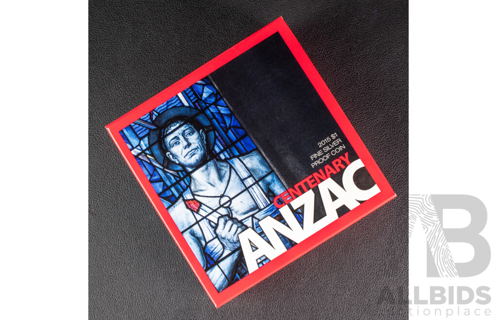 Australian RAM 2015 Silver Proof One Dollar Coin, Centerary ANZAC, C Mint Mark .999