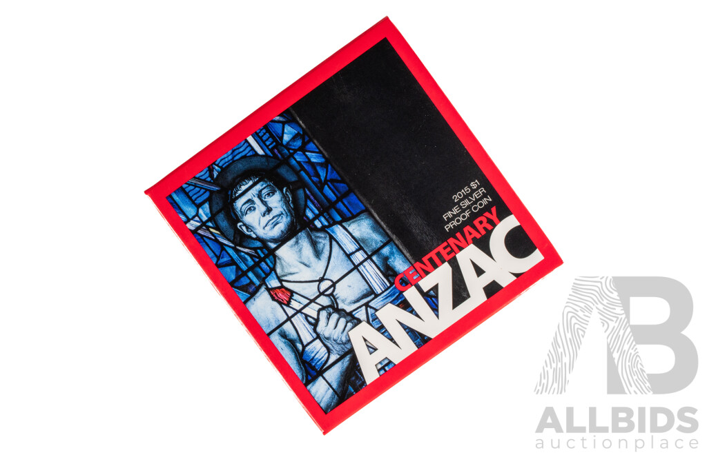 Australian RAM 2015 Silver Proof One Dollar Coin, Centerary ANZAC, C Mint Mark .999