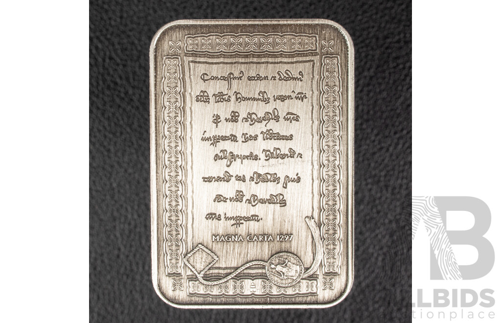 Australian RAM 2015 Silver Five Dollar Rectangular Coin, 800th Anniversary of the Magna Carta .999