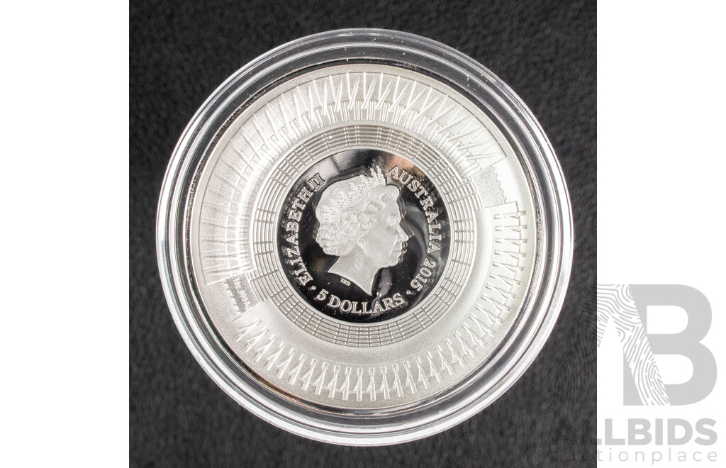Australian RAM 2015 Silver Proof Domed Five Dollar Coin, ICC Cricket World Cup 2015 .999